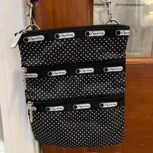 LeSportsac Black and White Polka Dot Crossbody Bag